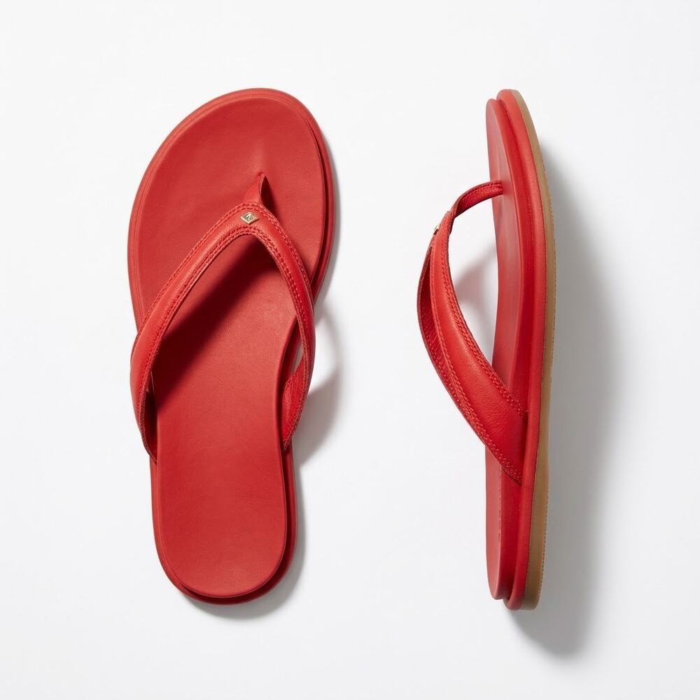 Sperry Isla Thong Leather Strappy Flat Flip Flop Sandals Red Womens 10 (EU 41)